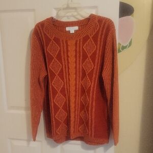 Bunulu SzLG Elegant Cable Knit diamond pattern womans Sweater - Burnt Orange